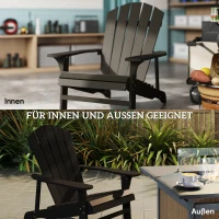 Outsunny Adirondack-stoel, weerbestendig, houten buitenstoel met hoge rugleuning en armleuningen(m-4)