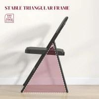 HOMCOM Zestaw 4 składanych krzeseł, poduszki, stalowe nogi, czarne(m-5)