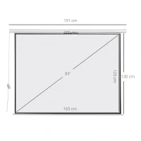 HOMCOM Ekran projekcyjny z pilotem, 84 cale, Format 4:3, 171x130 cm, Biały(m-3)
