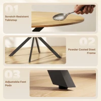 HOMCOM Okrągły stół jadalniany dla 4 osób, stół kuchenny w stylu industrialnym ze stalowymi nogami, do jadalni, kuchni, dąb(m-6)