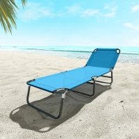 Outsunny Garden Sun Lounger, with Five-Position Back - Sky Blue(m-9)