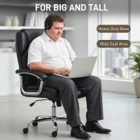 HOMCOM Big and Tall Office Chair 180kg with Spring Cushion, PU Leather - Black(m-7)