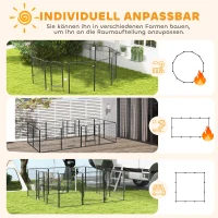 PawHut Welpenlaufstall 12-teilig Welpenauslauf faltbar mit 2 Tür 12 Gitterplatten Stahl je 80x100 cm Grau(m-4)