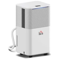 HOMCOM Deshumidificador 10L/día Silencioso con 3 Modos Pantalla LED Temporizado 24H Bloqueo Infantil y Drenaje Continuo Blanco(m-10)