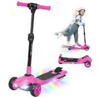 AIYAPLAY Three-Wheel Foldable Electric Scooter for Kids Aged 6-10 Years, Pink(m-10)