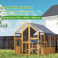 PawHut Kippenren 3,07 m² buitenren van hout met waterdichte doek, veiligheidsslot, voor 6-8 kippen 1,7 x 1,8 x 1,8 m(m-7)