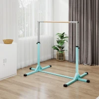 HOMCOM Height Adjustable Gymnastics Horizontal Bar for Kids, Children Junior Kip High Bar Fitness, Light Blue(m-15)