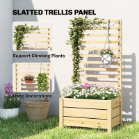 Outsunny Podniesiona donica z kratą drewniana doniczka z otworem drenażowym i włókniną 60 x 39 x 120 cm naturalne drewno(m-4)