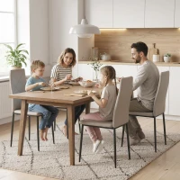 HOMCOM Set de 4 Sillas de Comedor Tapizadas de Piel Sintética con Respaldo Alto y Patas de Metal 41x50x97 cm Gris(m-9)