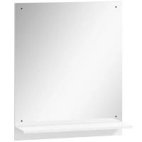 HOMCOM Miroir de salle de bain avec étagère, 50 x 60 cm, miroir mural moderne pour chambre, entrée, couloir, blanc(m-12)