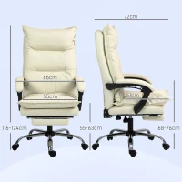 Vinsetto Fotel Biurowy, Regulowana wysokość, Podnóżek, Skóra ekologiczna, do 135 kg, Podstawa Metalowa, 66x72x116-124cm, Żółty(m-3)