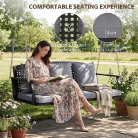 Outsunny 3-osobowa huśtawka na werandę, huśtawka ogrodowa z 3 poduszkami na oparcie, poduszką na siedzenie i zestawem do zawieszenia, szara(m-5)