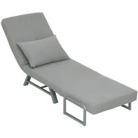 HOMCOM Sillón Cama Individual 3 en 1 Sofá Cama Plegable con Respaldo Ajustable y Cojín para Sala Dormitorio 73x78x81 cm Gris(m-11)