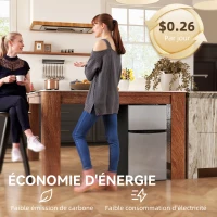 HOMCOM Réfrigérateur congélateur 88 L, petit réfrigérateur combiné avec portes réversibles et éclairage, 45,5x50x86,5cm, gris(m-7)