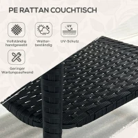 Outsunny Polyrattan Gartentisch, 50 x 50 x 45cm, wetterfest Beistelltisch für 4 Personen, Quadratisch mit Ablage Glasplatte(m-4)