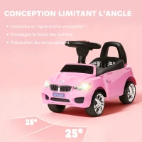 HOMCOM Porteur enfants voiture, véhicule à pousser avec coffre à jouets, klaxon, phares et musique, 63,5 x 28 x 36 cm, rose(m-7)