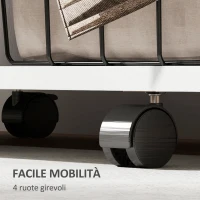 HOMCOM Armadio Guardaroba per Abiti, Mobile con 6 Ruote, con Barra per Appendere i Vestiti e Ripiani Aperti, Bianco(m-6)