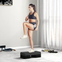 SPORTNOW Stepper aérobic fitness hauteur réglable 3 niveaux 10/15/20 cm surface antidérapante plastique, gris(m-10)