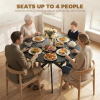 HOMCOM Okrągły stół jadalniany dla 4 osób, stół kuchenny w stylu industrialnym ze stalowymi nogami, do jadalni, kuchni, czarny(m-5)