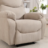 HOMCOM Sillón Relax Reclinable Manual Tapizado en Tela Aspecto Lino Reposapiés Reposabrazos Acolchado Grueso Beige(m-9)