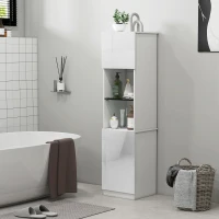 HOMCOM Meuble salle de bain haute, meuble de rangement colonne avec 2 portes étagères ajustables 40 x 38 x 160 cm blanc(m-10)