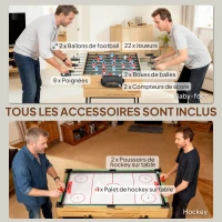 SPORTNOW Table multijeux 13 en 1 pliable, table de jeu baby-foot, billard, pour enfants et adultes 120 x 106 x 82 cm noyer clair(m-6)