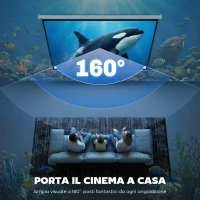 HOMCOM Telo Proiettore 84" Formato 4:3 con Telecomando, in Tessuto Plastico e Metallo, 171x130 cm, Bianco(m-5)