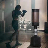 HOMCOM Staande bokszak bokspop bokszak boksdummy in hoogte verstelbaar NIEUW bruin(m-8)