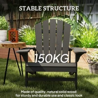 Outsunny Fotel Adirondack odporny na warunki atmosferyczne, drewniany fotel ogrodowy z wysokim oparciem i podłokietnikami(m-5)