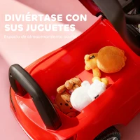 HOMCOM Coche Correpasillos para Niños de 18-36 Meses con Faros Música Bocina Volante Espacio de Almacenaje y Asa Rojo(m-6)