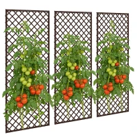 Outsunny Garden Trellis, 8mm Wicker Pergola, Flat Top, Natural Finish(m-6)