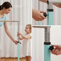 HOMCOM Height Adjustable Gymnastics Horizontal Bar for Kids, Children Junior Kip High Bar Fitness, Light Blue(m-7)