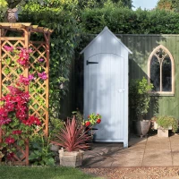 Outsunny Abri de jardin en bois cabane de jardin exterieur armoire de jardin avec toit bitumé 3 étagères porte avec loquet rangement et stockage extérieurs pour terrasse 77,5 x 54,2 x 179,5 cm blanc(m-9)