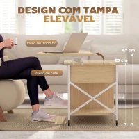 HOMCOM Mesa de Centro Elevatória com Rodas Compartimento Oculto e Prateleiras Abertas 105x50x67 cm Madeira e Branco(m-4)