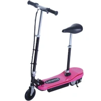 HOMCOM Patinete eléctrico plegable 120 W para niños 7 a 12 años luz LED manillar y asiento regulables 10 km/h máx. rosa(m-8)