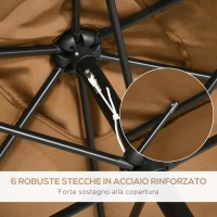 Outsunny Ombrellone da Giardino 2x3 m Rettangolare con Manovella e Angolazione Regolabile, Caffè(m-7)