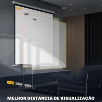 HOMCOM Tela de Projeção Manual 120 Polegadas Portátil Formato 1:1 para Interior e Exterior Cinema em Casa 207x207 cm Branco(m-6)