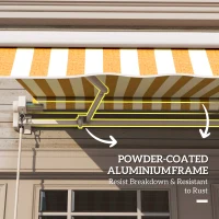 Outsunny Toldo de Pared con Brazo Articulado y Manivela Marco Resistente de Aluminio y Cubierta de Poliéster 295x245 cm Naranja(m-6)