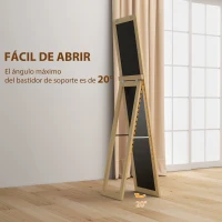 HOMCOM Espejo de Cuerpo Entero 157x37 cm con Marco de MDF Espejo de Pie Inclinado o Colgante Roble(m-6)