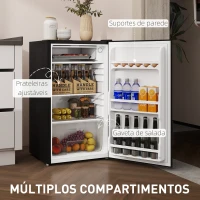 HOMCOM Frigorífico Pequeno com Congelador 91L Silencioso Porta Reversível Temperatura Regulável e Prateleiras Ajustáveis Preto(m-6)