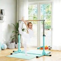 HOMCOM Height Adjustable Gymnastics Horizontal Bar for Kids, Children Junior Kip High Bar Fitness, Light Blue(m-13)