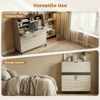 HOMCOM Industrialny Sekretarzyk z Półkami i Metalową Ramą 100 cm Naturalne Drewno + Czarny(m-4)