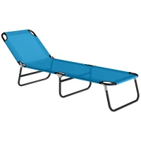 Outsunny Garden Sun Lounger, with Five-Position Back - Sky Blue(m-1)