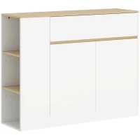 HOMCOM Mobile Buffet con Ante, 3 Ripiani Aperti, Cassetto, 105 x 30 x 81,5cm, Bianco e Legno(m-12)