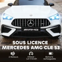 AIYAPLAY Voiture électrique enfants Mercedes AMG CLE 53 12V 2 moteurs télécommande parentale 2,4G 99 x 55 x 43 cm blanc(m-4)