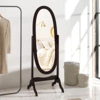 HOMCOM Miroir à pied ovale style shabby chic inclinaison réglable 48 x 46 x 147 cm mdf café(m-2)