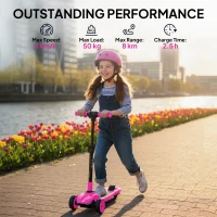 AIYAPLAY Three-Wheel Foldable Electric Scooter for Kids Aged 6-10 Years, Pink(m-7)