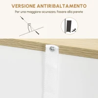 HOMCOM Mobile Buffet con Ante, 3 Ripiani Aperti, Cassetto, 105 x 30 x 81,5cm, Bianco e Legno(m-6)
