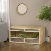 PawHut Terrarium en bois OSB pour reptiles avec porte coulissante en verre - 100 x 47 x 47 cm naturel(m-10)