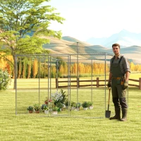 PawHut Hühnerstall und Tiergehege aus verzinktem Stahl, 4x3x2 m, Grau(m-5)